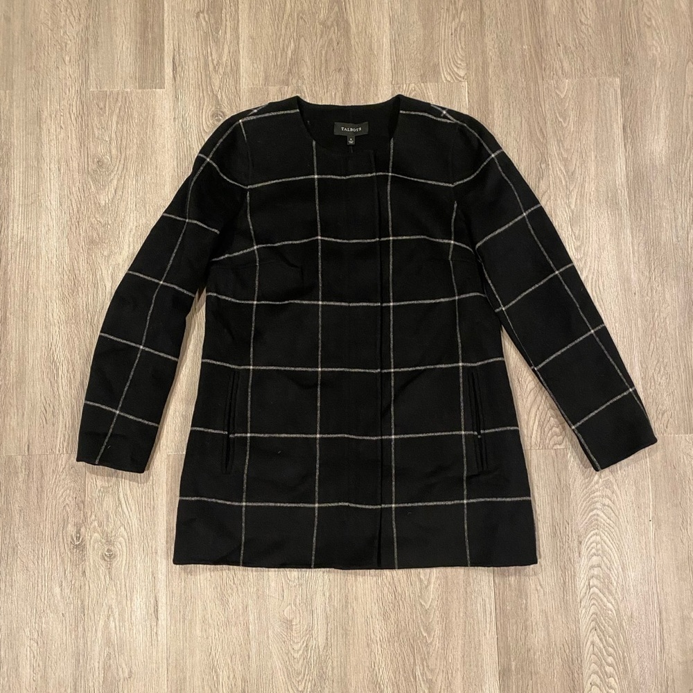 Talbots Nwt Windowpane Black Wool Double Faced Ja… - image 5